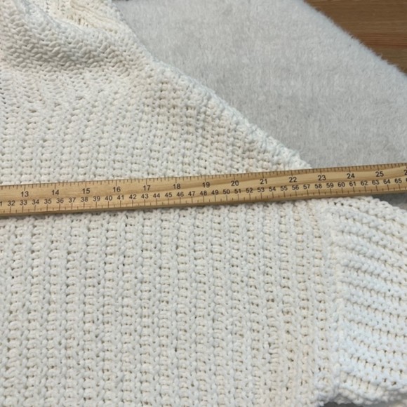 PINK Womens White Mock Neck White Ribbed Hem Open Knit Oversized Sweater Size XS - Picture 6 of 9